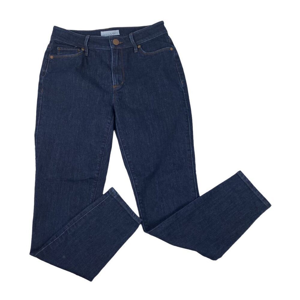 Loft Curvy High-Waist Skinny Ankle Jean size 0 Dark Wash